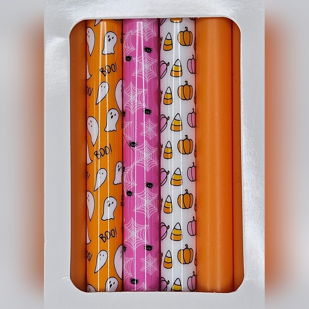 NWT Halloween Char Charms Reusable Tumbler Straws 6-Pack Orange/Pink 30oz - Picture 2 of 4
